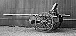 A 15 cm mortar with towing poles attached.