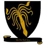 Герб с изображением золотого кракена на черном поле