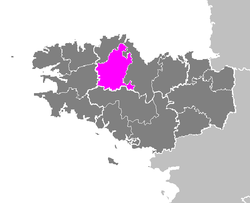 Location of Guingamp in Brittany