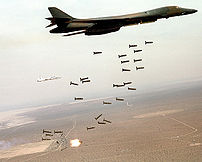 Bombs away! FILE PHOTO -- A B-1B Lancer unleas...