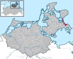 Elhelyezkedése Mecklenburg-Elő-Pomeránia térképén