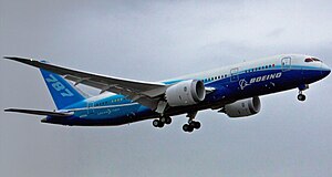 A Boeing 787 powered by Rolls-Royce Trent 1000 engines Boeing 787 first flight.jpg
