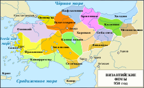 Карта Византийской империи, показывающая фемы около 950 года