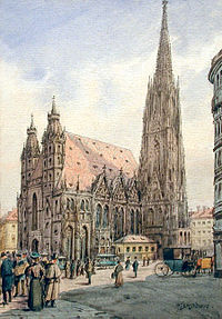 Svatoštěpánský dóm na akvarelu C.W.Zajicka