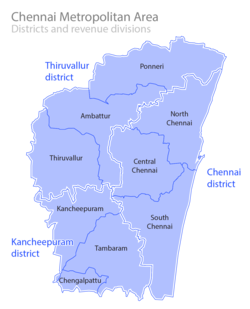 A graphic showing the divisions of the Chennai metropolitan area