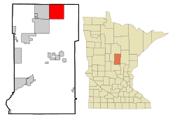 埃米利在克羅溫縣及明尼蘇達州的位置（以紅色標示）