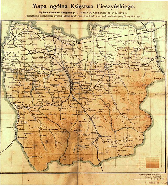 Mapa księstwa cieszyńskiego
