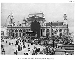 The Electricity Building on the Court of Honor, 1893 World's Columbian Exposition, Chicago. Designed by Henry Van Brunt