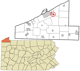 Location in Erie County and the state of Pennsylvania