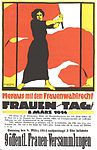 Tysk affisch från 1914 där rubriken lyder: ”Fram med kvinnlig rösträtt”.