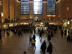Additional passenger traffic in Grand Central Terminal due to the strike Grand Central Terminal main concourse.jpg