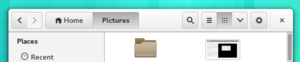 Example of an application that uses Client-Side Decoration to draw its own window controls. (GtkHeaderBar widget on GNOME Files, 2014-01) GtkHeaderBar on GNOME Files -- 2014-01.png