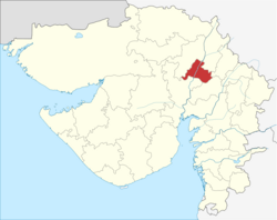 Location of district in Gujarat