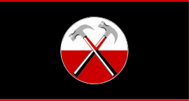 The flag used by the fictitious neo-nazi group in Pink Floyd - The Wall. The design was taken from this logo. Hammerskins flag.svg