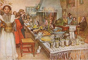  The Christmas Eve (1904-05), watercolor painting by the Swedish painter Carl Larsson (1853-1919)