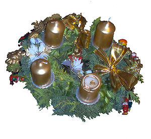 English: Advent wreath - One more of the four ...