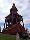 Klockstapeln vid Ovikens gamla kyrka.