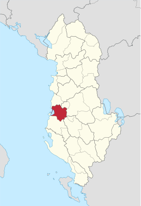 Poloha okresu Lushnjë na mapě