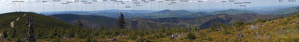 Beskid Węgierski na panoramie z Małego Skrzycznego