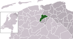 Highlighted position of Grootegast in a municipal map of Groningen