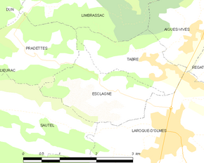 Poziția localității Esclagne