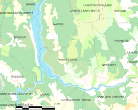 Mapa obce Mayres-Savel