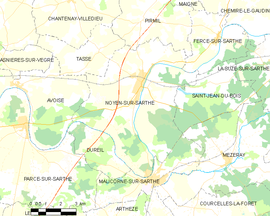 Mapa obce Noyen-sur-Sarthe