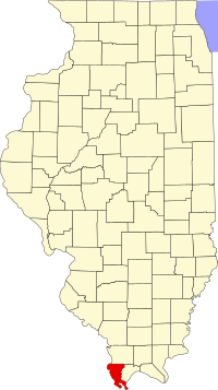 Locatie van Alexander County in Illinois