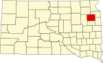 Карта штата с выделением округа Кодингтон