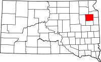 Map of Južna Dakota highlighting Codington County
