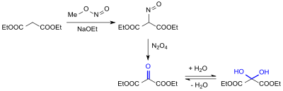 Synthese von Mesoxalsäurediethylester über Isonitrosoester