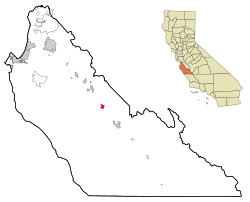Location in Monterey County and the state of کیلی فورنیا