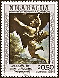コレッジョ没後450年の1984年にニカラグアで発行された切手。コレッジョシリーズの1枚