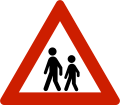 Children[N 2] Warns that children often traverse or walk on the roads due to a nearby school, child-care center, playground or similar.