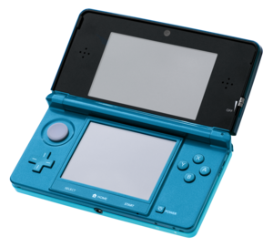 English: A Nintendo 3DS in Aqua Blue, photo ta...
