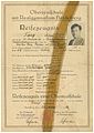 德國中學畢業證書 （页面存档备份，存于互联网档案馆） Heidelberg(1933)