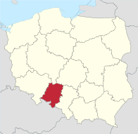 Опольское воеводство на карте Польши