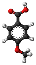 Ball-and-stick model of the p-anisic acid molecule