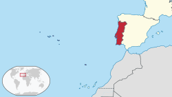 Situo de Portugalio en ĝia regiono.