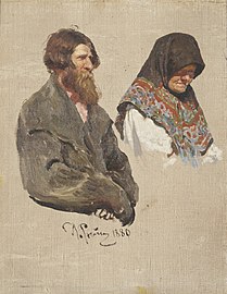 Paysan et femme au foulard (1880, Musée russe)