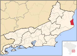 Location of São João da Barra in the state of Rio de Janeiro