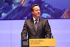 Speaking at a World Travel and Tourism Council meeting in April 2017 Rt Hon. David Cameron, Prime Minister of the United Kingdom from 2010 to 2016 (33595223693).jpg