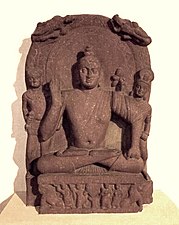 159 CE Seated Bodhisattva, inscribed "Year 32" of Kanishka (159 CE), Mathura.[33][34]