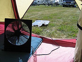 A solar-powered fan