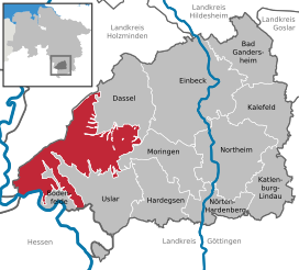 Location of the Solling in Northeim district