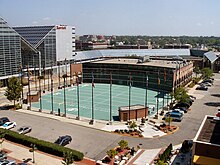 The College Football Hall of Fame in South Bend, Indiana featured a newly installed artificial turf field; the South Bend location closed in December 2012. South-bend-college-football-hall-of-fame.jpg