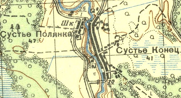 План деревни Сустье-Конец. 1937 год