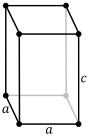 Tetragonska kristalna rešetka, a=b≠c; α=β=γ=90°