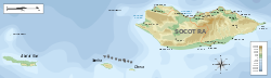 Socotran saariryhmän topografiakartta (englanniksi).