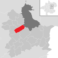 リンツ＝ラント郡におけるトラウンの位置の位置図